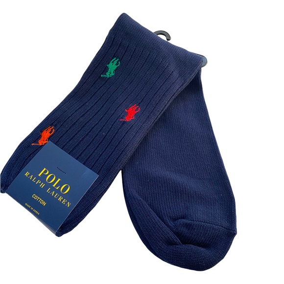 Polo Ralph Lauren Rainbow Pony Crew Sock Navy - Picture 4 of 5